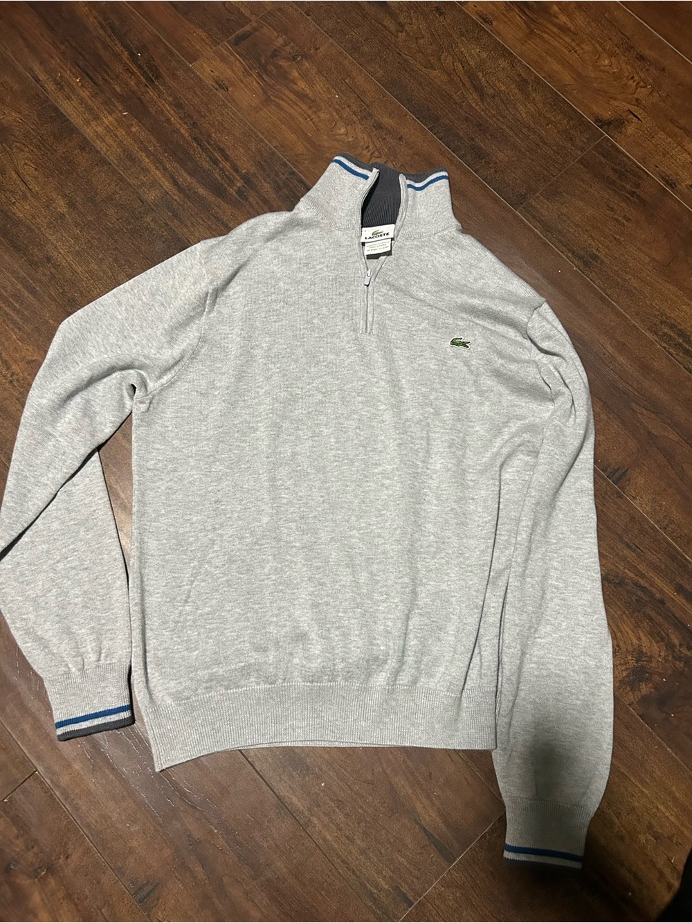 Lacoste Men's Light Gray Quarter-Zip Sweater